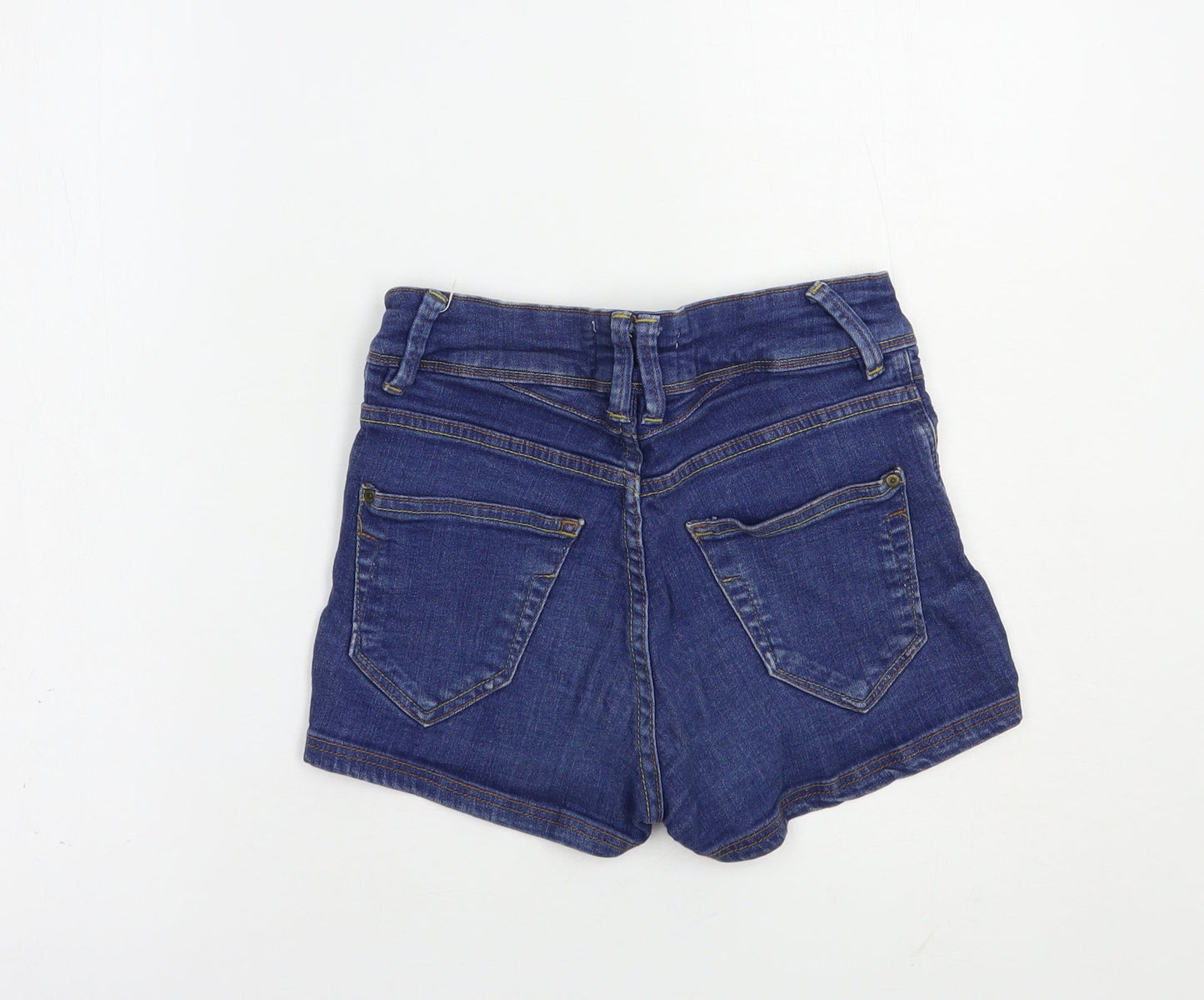 Pull & Bear Womens Blue  Cotton Hot Pants Shorts Size 8 L3 in Regular Button