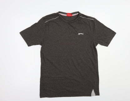 Slazenger Mens Brown  Cotton  T-Shirt Size S Crew Neck