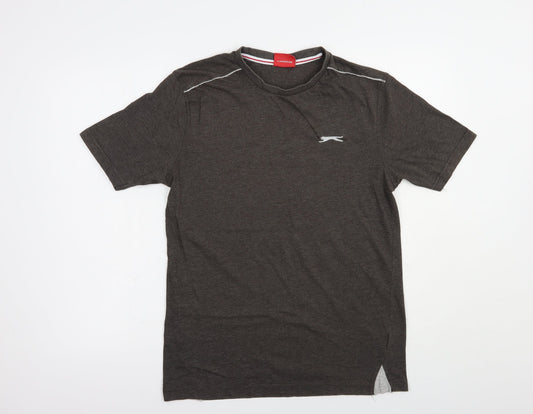 Slazenger Mens Brown  Cotton  T-Shirt Size S Crew Neck