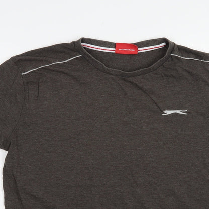 Slazenger Mens Brown  Cotton  T-Shirt Size S Crew Neck