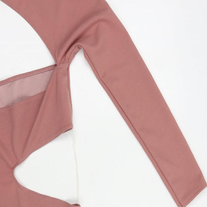 Ayanapa Womens Pink  Polyester Bodycon  Size S  One Shoulder Pullover