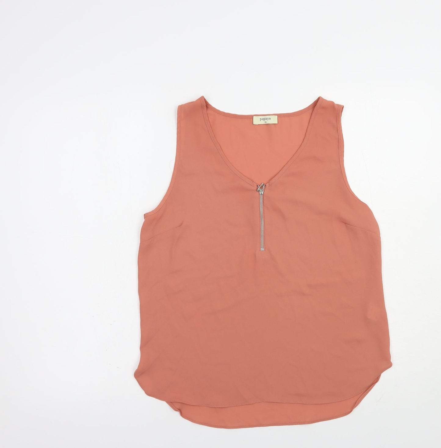 Papaya Womens Pink  Polyester Basic Blouse Size 10 V-Neck