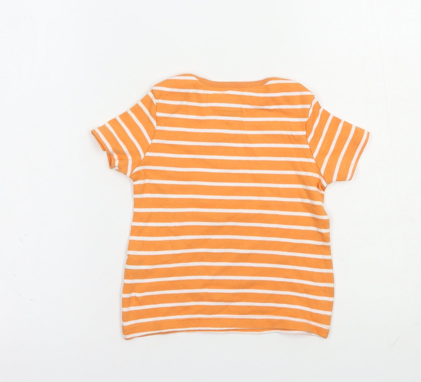 F&F Girls Orange Striped Cotton Pullover T-Shirt Size 2-3 Years Crew Neck Pullover - Cute Wild Cats