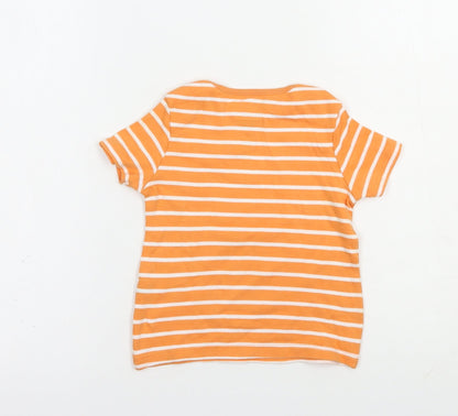 F&F Girls Orange Striped Cotton Pullover T-Shirt Size 2-3 Years Crew Neck Pullover - Cute Wild Cats