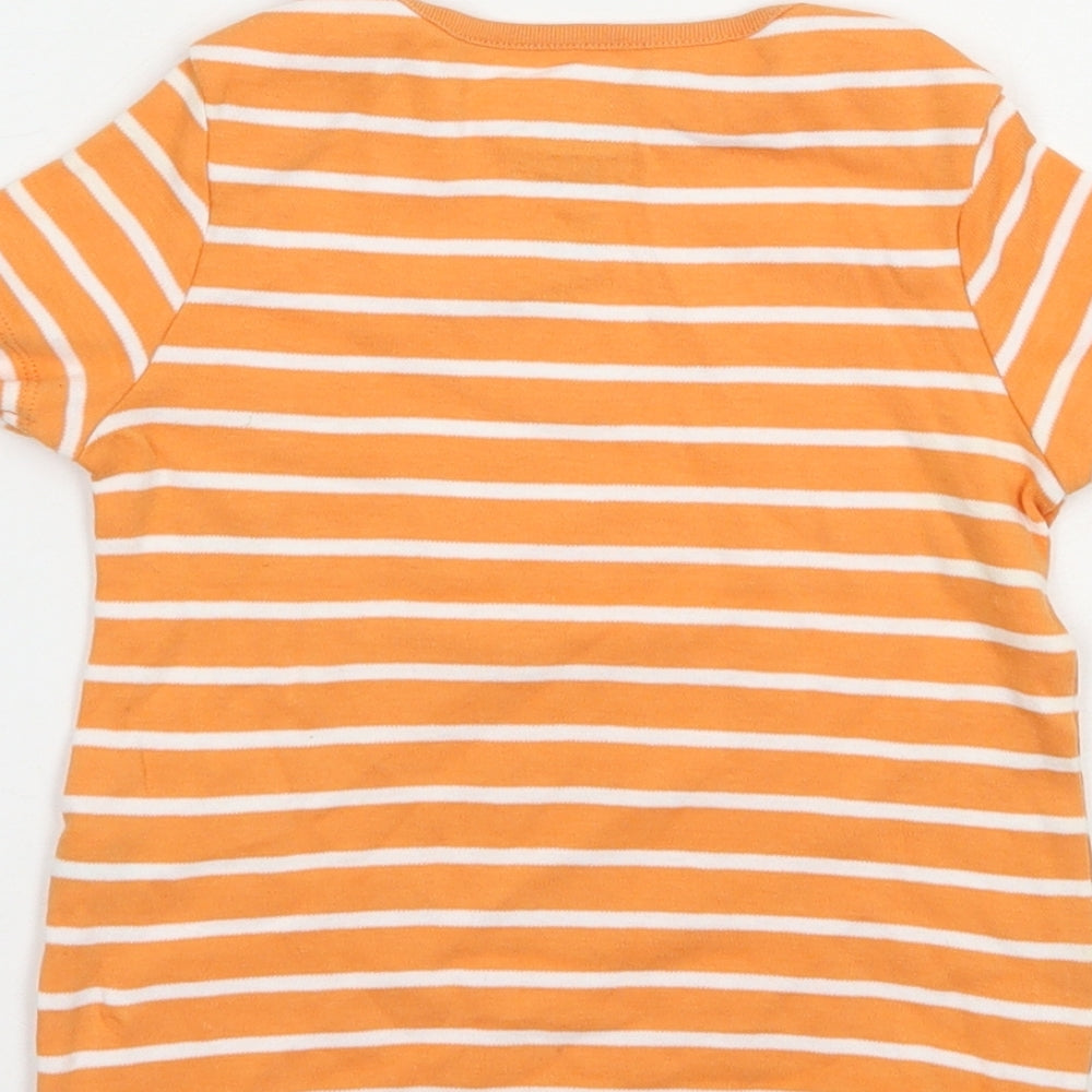 F&F Girls Orange Striped Cotton Pullover T-Shirt Size 2-3 Years Crew Neck Pullover - Cute Wild Cats