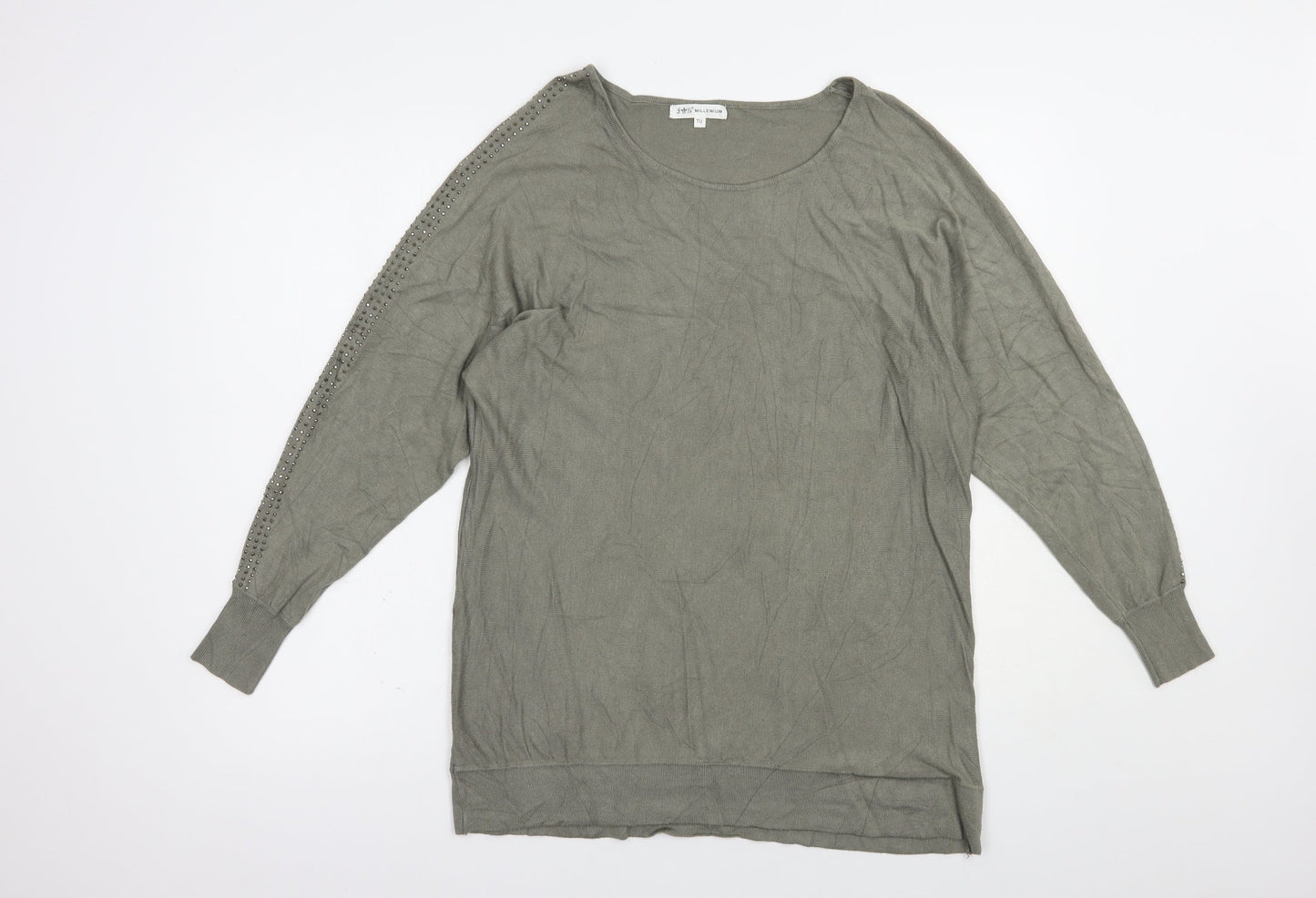 TU Womens Green Boat Neck  Viscose Pullover Jumper Size L