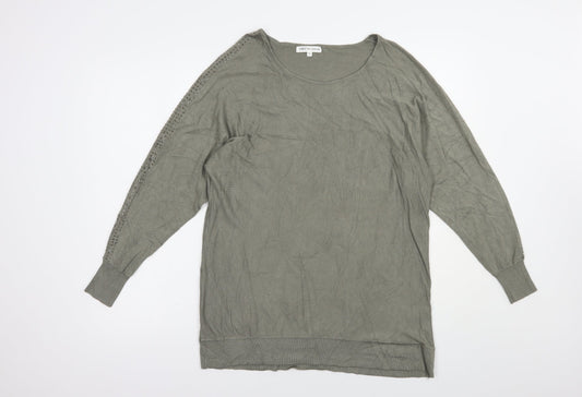 TU Womens Green Boat Neck  Viscose Pullover Jumper Size L