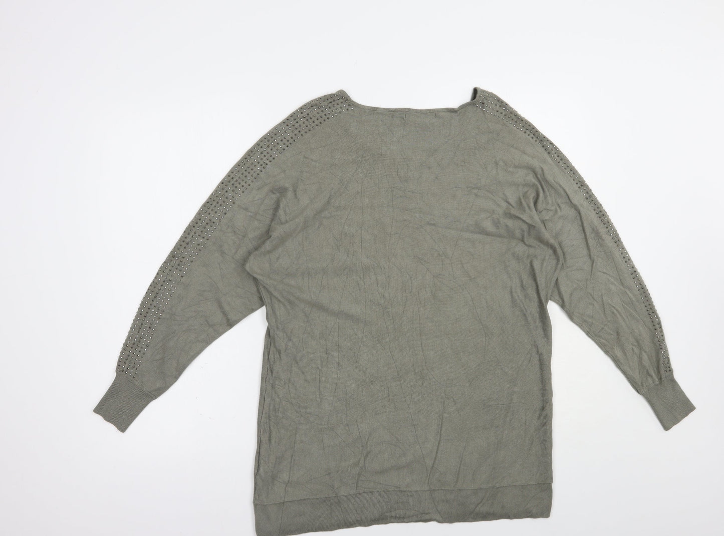 TU Womens Green Boat Neck  Viscose Pullover Jumper Size L