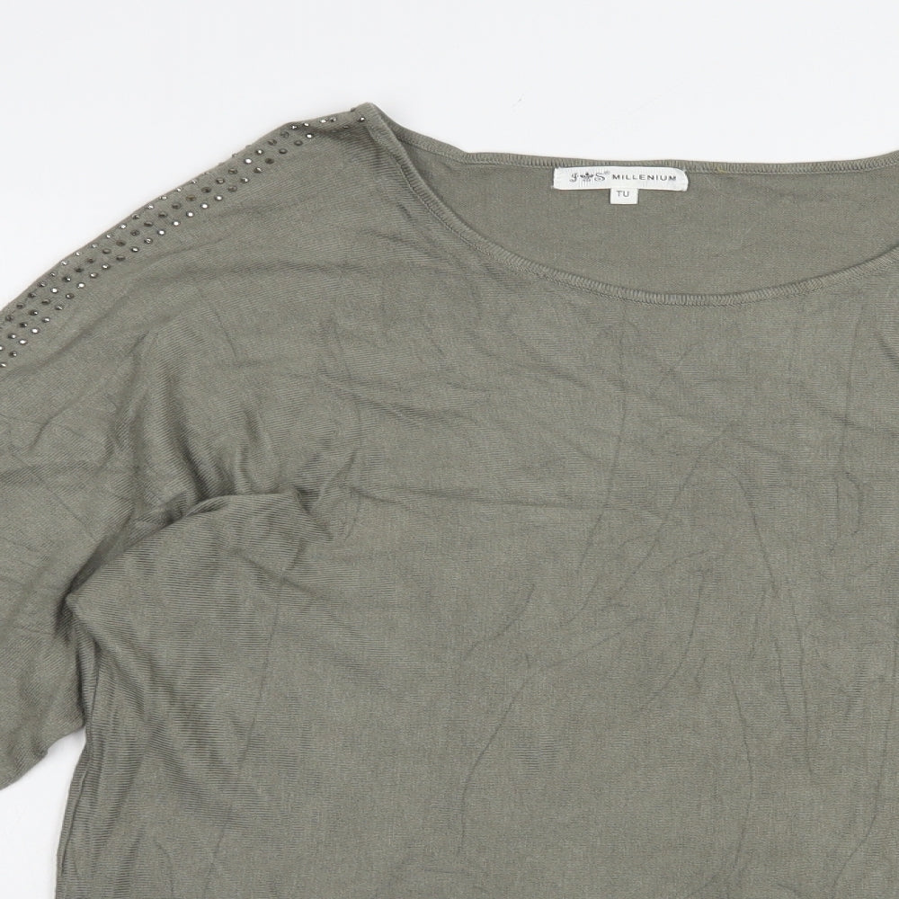 TU Womens Green Boat Neck  Viscose Pullover Jumper Size L