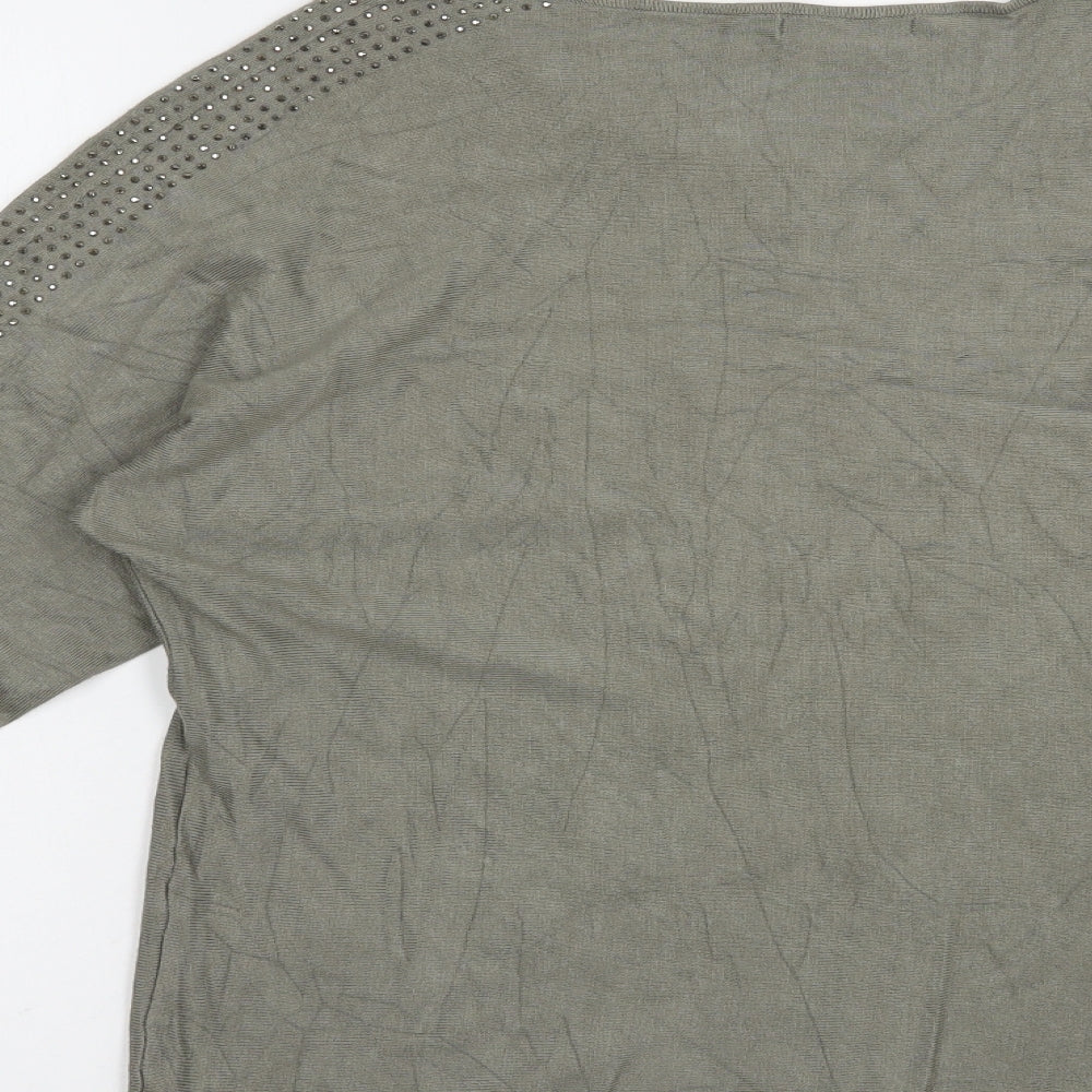 TU Womens Green Boat Neck  Viscose Pullover Jumper Size L