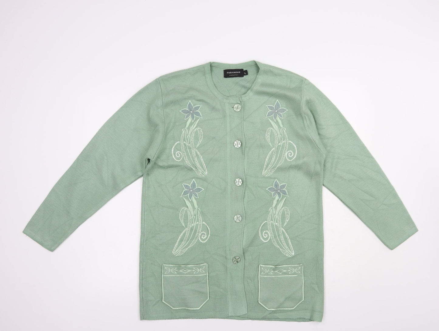 Womens UK Size L Paramour Green Cardigan Jumper
