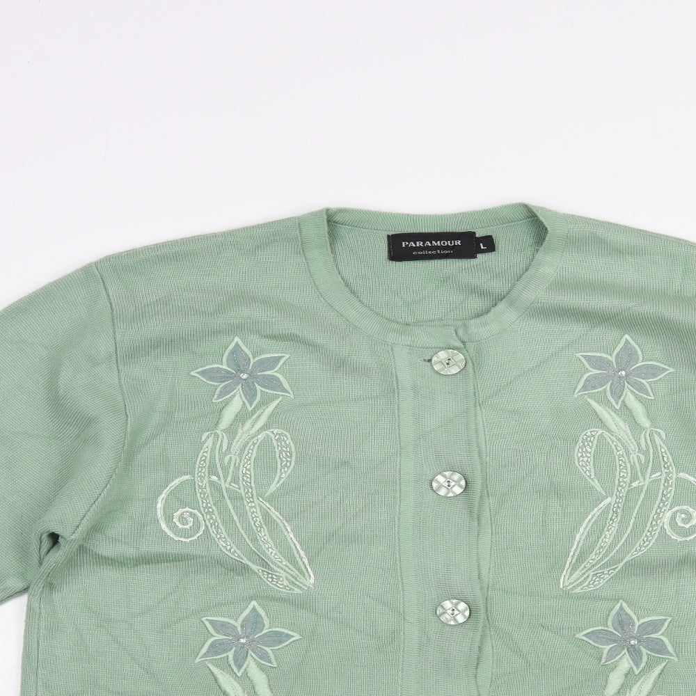 Womens UK Size L Paramour Green Cardigan Jumper