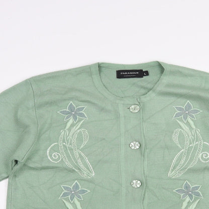 Womens UK Size L Paramour Green Cardigan Jumper