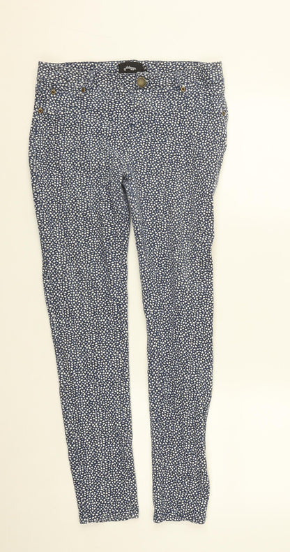 Goldigga Mens Blue Geometric Cotton Jegging Trousers Size 16 L26 in Regular Button