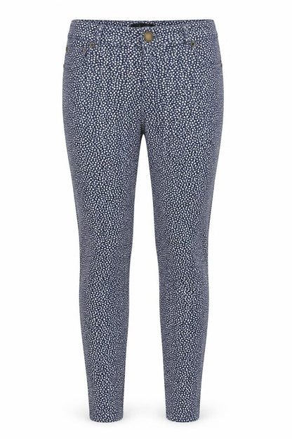 Goldigga Womens Blue Geometric Cotton Jegging Trousers Size 16 L26 in Regular Button