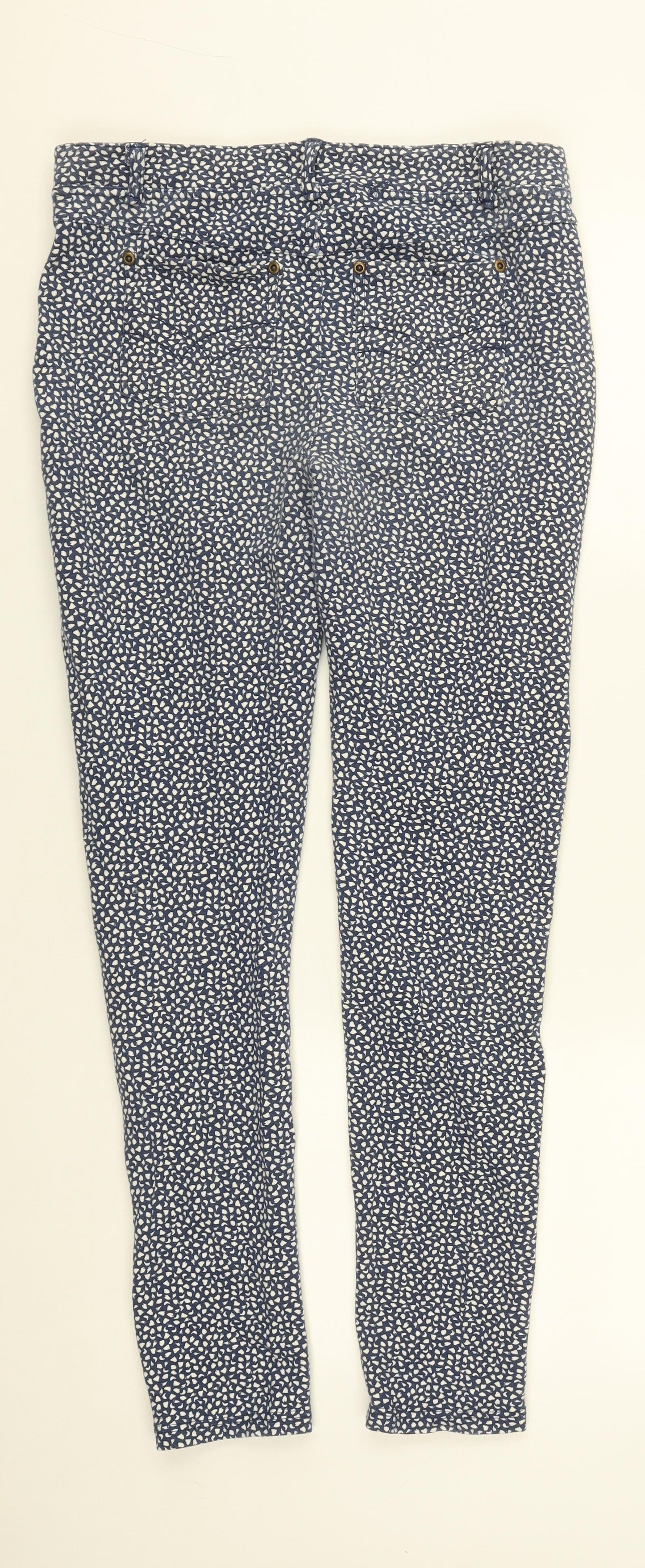 Goldigga Mens Blue Geometric Cotton Jegging Trousers Size 16 L26 in Regular Button