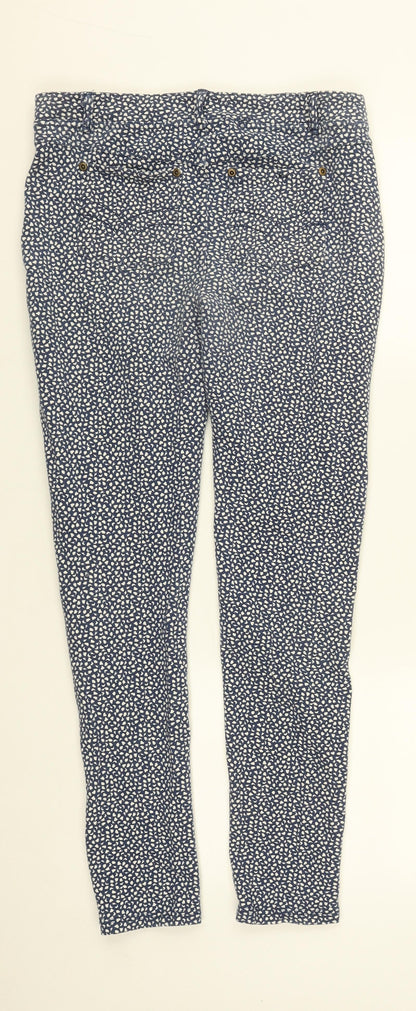 Goldigga Mens Blue Geometric Cotton Jegging Trousers Size 16 L26 in Regular Button