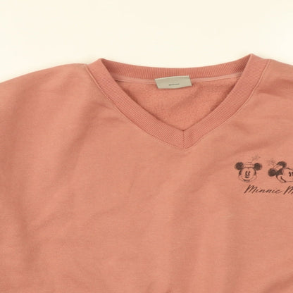 Primark Womens Pink V-Neck  Polyester Pullover Jumper Size XS   - Minnie Mouse