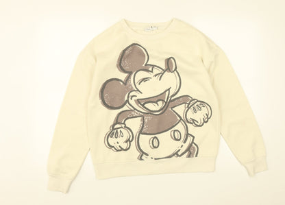 Primark Womens White Round Neck  Polyester Pullover Jumper Size XS   - Disney Mickey Mouse