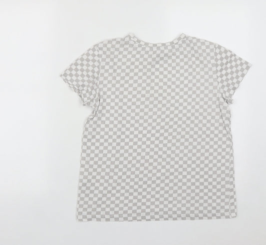 Primark Womens Multicoloured Check Cotton Basic T-Shirt Size XS Round Neck