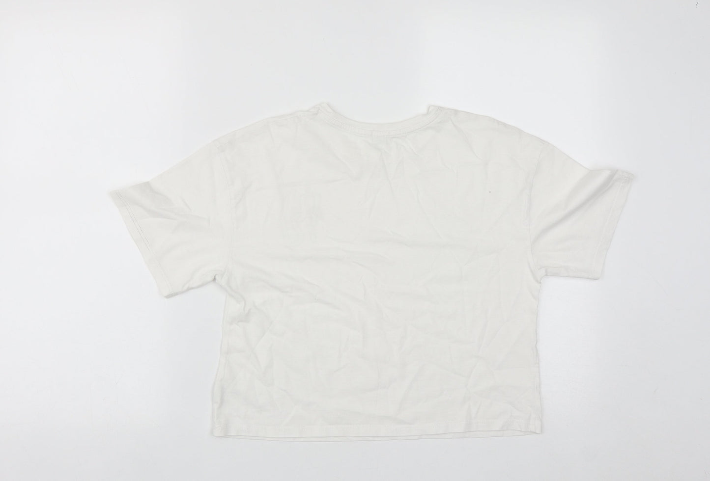 River Island Girls White  Cotton Cropped Casual Size 11-12 Years Round Neck