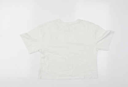 River Island Girls White  Cotton Cropped Casual Size 11-12 Years Round Neck