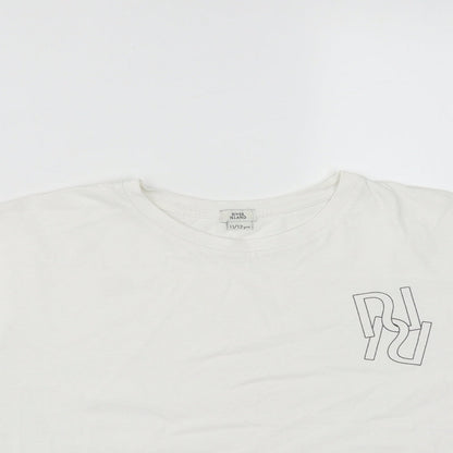 River Island Girls White  Cotton Cropped Casual Size 11-12 Years Round Neck