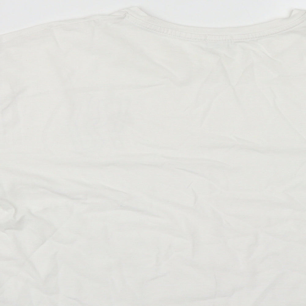 River Island Girls White  Cotton Cropped Casual Size 11-12 Years Round Neck