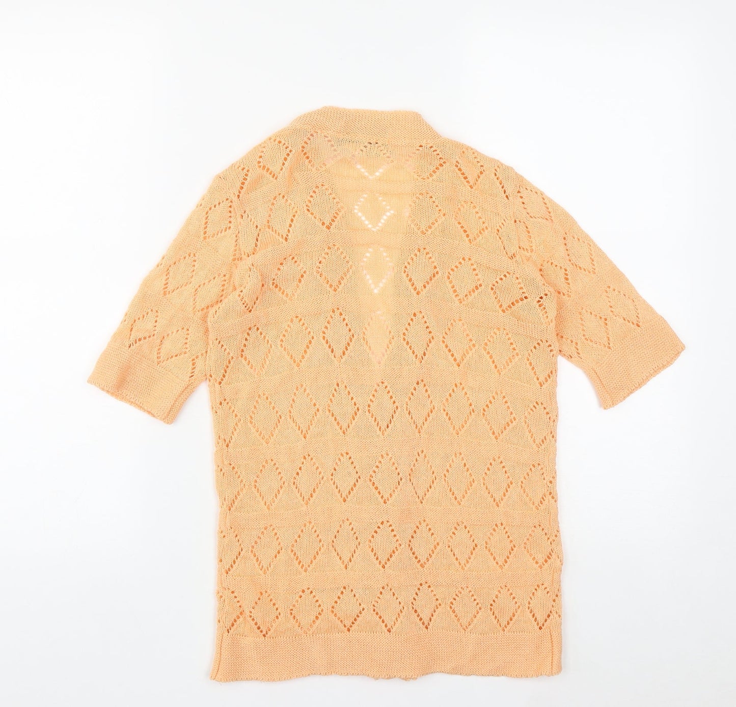 Harold Ingram Womens Orange V-Neck  Acrylic Cardigan Jumper Size S