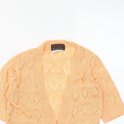 Harold Ingram Womens Orange V-Neck  Acrylic Cardigan Jumper Size S