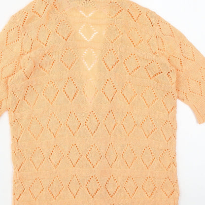 Harold Ingram Womens Orange V-Neck  Acrylic Cardigan Jumper Size S
