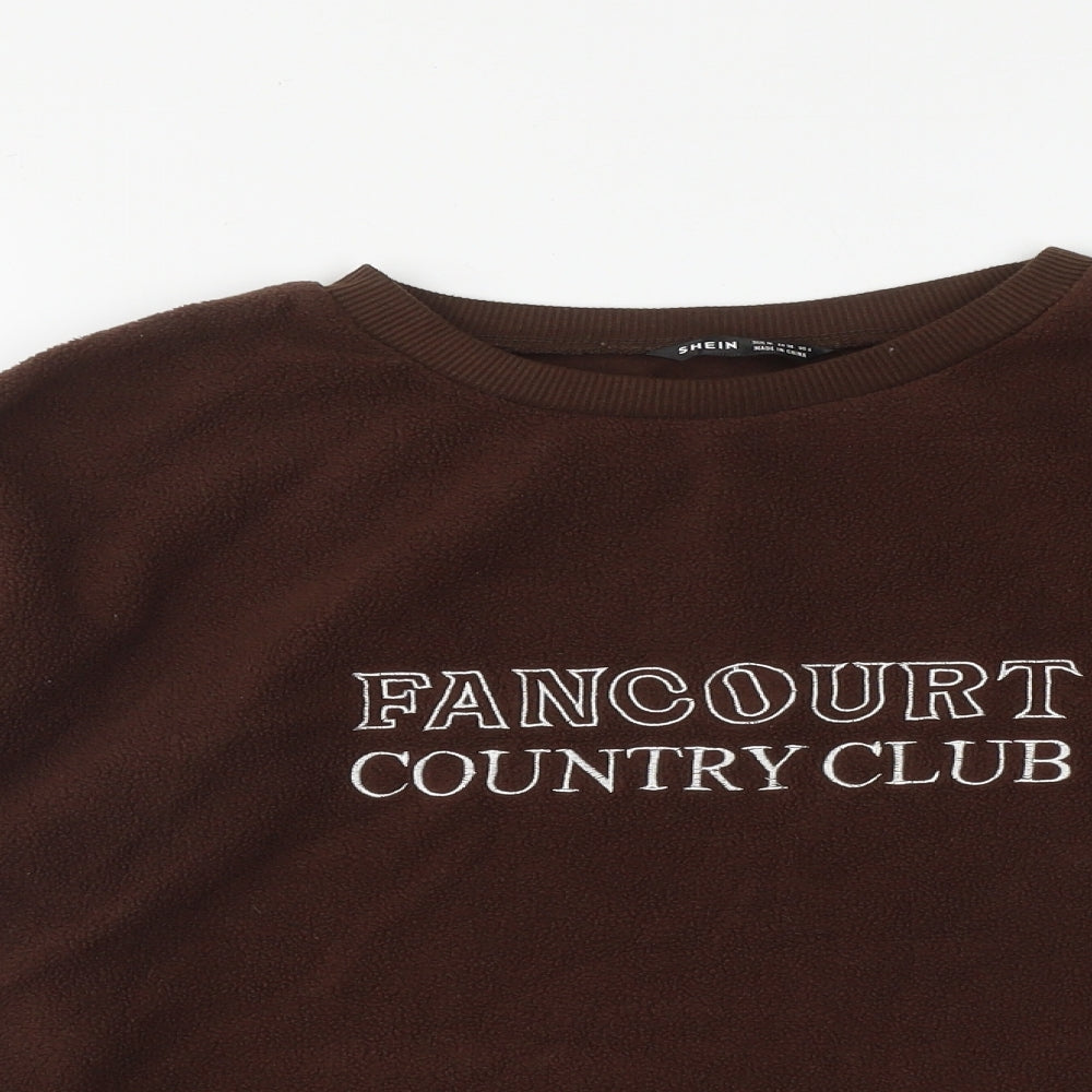 SheIn Womens Brown Round Neck  Polyester Pullover Jumper Size M