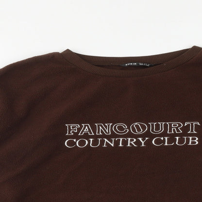 SheIn Womens Brown Round Neck  Polyester Pullover Jumper Size M