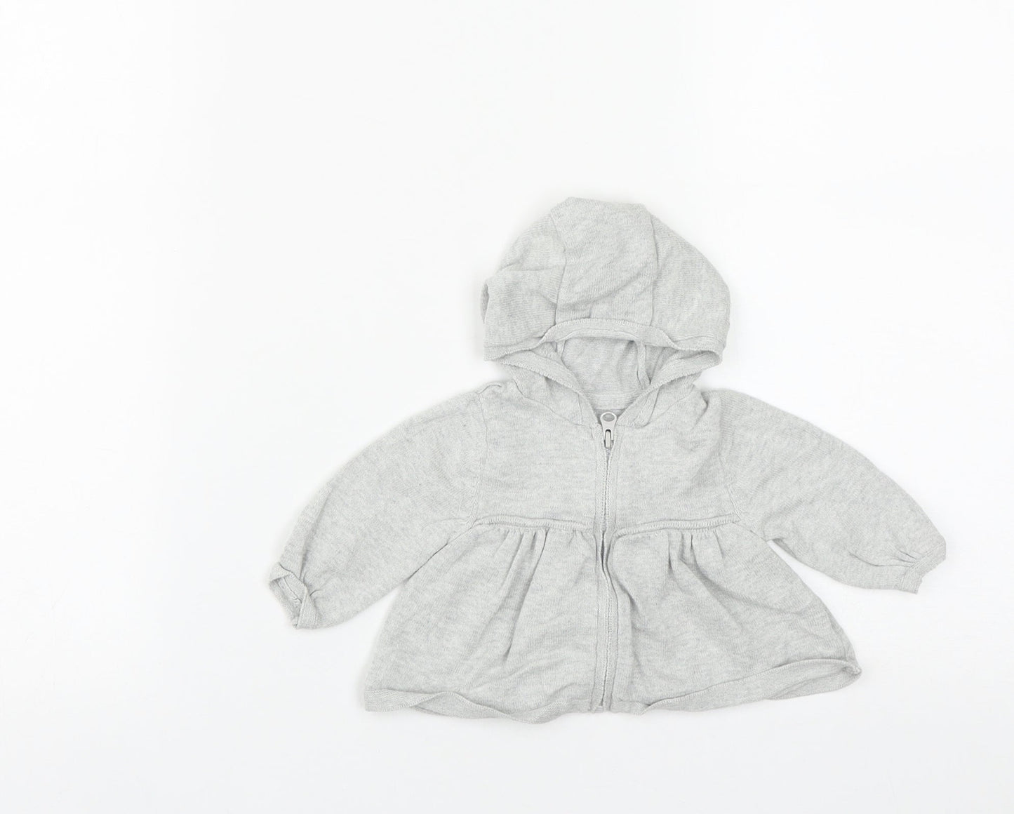 Mothercare Girls Grey  Cotton Cardigan Jumper Size 0-3 Months  Zip