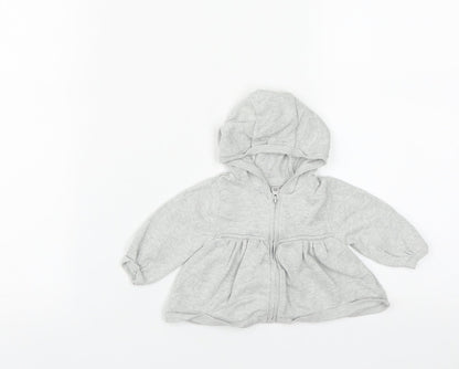 Mothercare Girls Grey  Cotton Cardigan Jumper Size 0-3 Months  Zip
