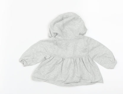 Mothercare Girls Grey  Cotton Cardigan Jumper Size 0-3 Months  Zip