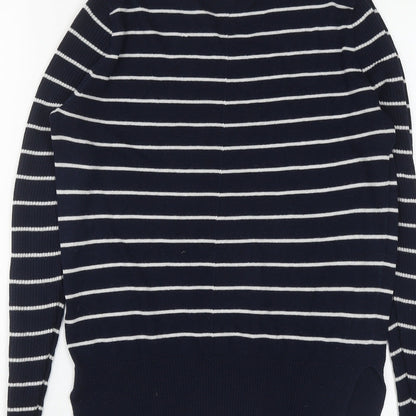 Primark Womens Blue V-Neck Striped Acrylic Pullover Jumper Size 10