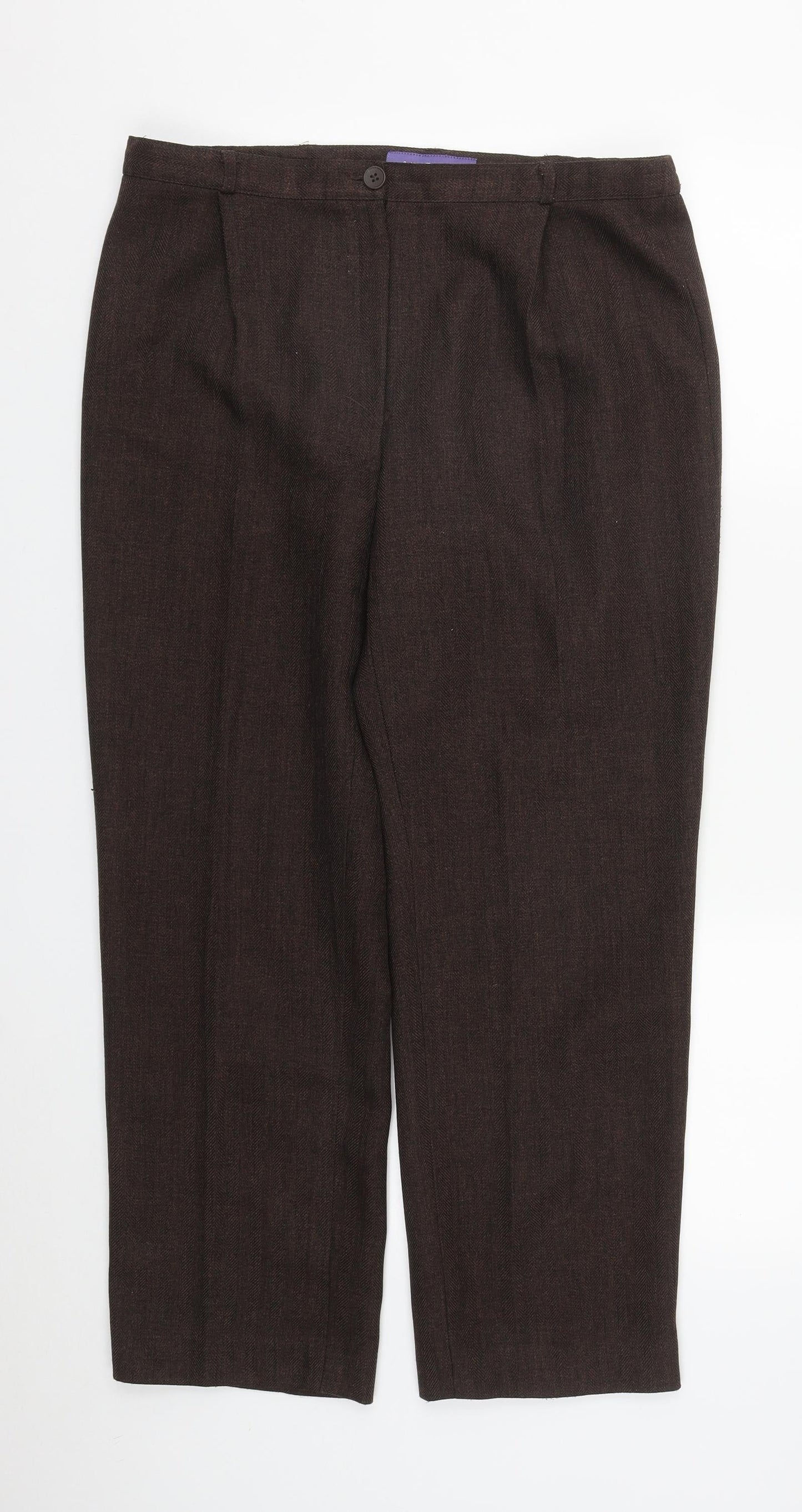 Autonomy Womens Brown Plaid Polyester Trousers  Size 12 L27 in Regular Zip