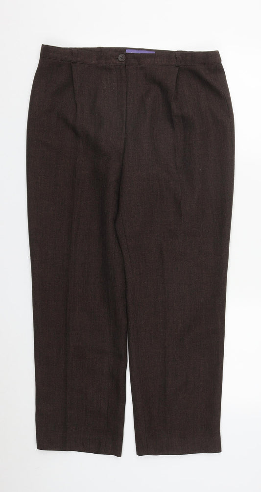 Autonomy Womens Brown Plaid Polyester Trousers  Size 12 L27 in Regular Zip