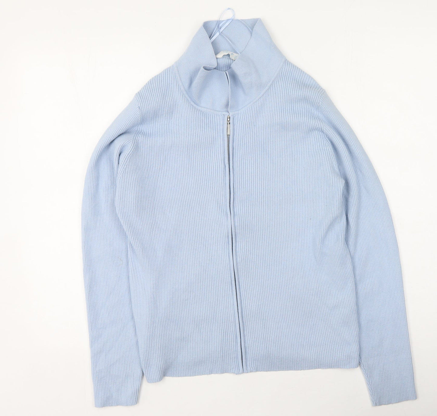 Primark  Womens Blue High Neck  Viscose Full Zip Jumper Size XL