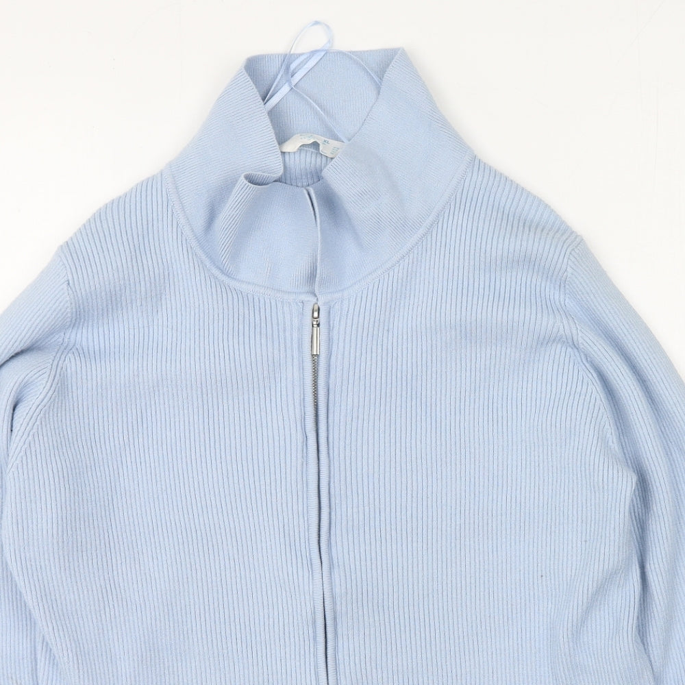 Primark  Womens Blue High Neck  Viscose Full Zip Jumper Size XL