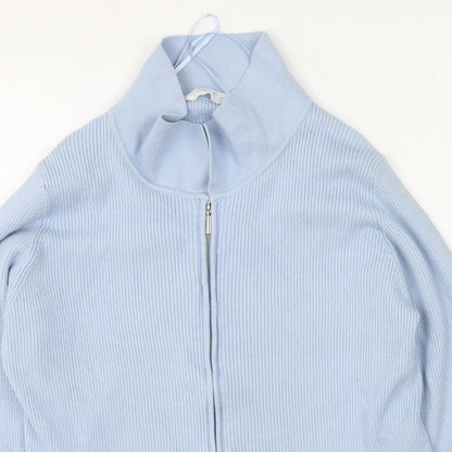Primark  Womens Blue High Neck  Viscose Full Zip Jumper Size XL