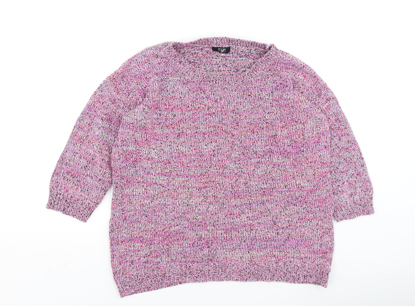 F&F Womens Multicoloured Round Neck  Cotton Pullover Jumper Size 12