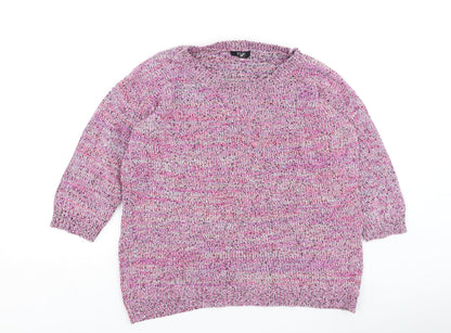 F&F Womens Multicoloured Round Neck  Cotton Pullover Jumper Size 12