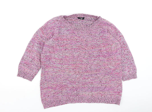 F&F Womens Multicoloured Round Neck  Cotton Pullover Jumper Size 12