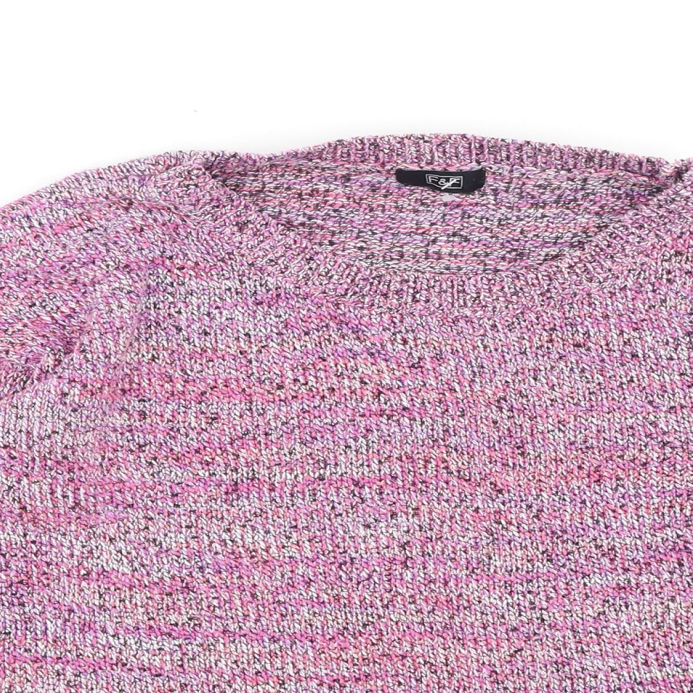 F&F Womens Multicoloured Round Neck  Cotton Pullover Jumper Size 12