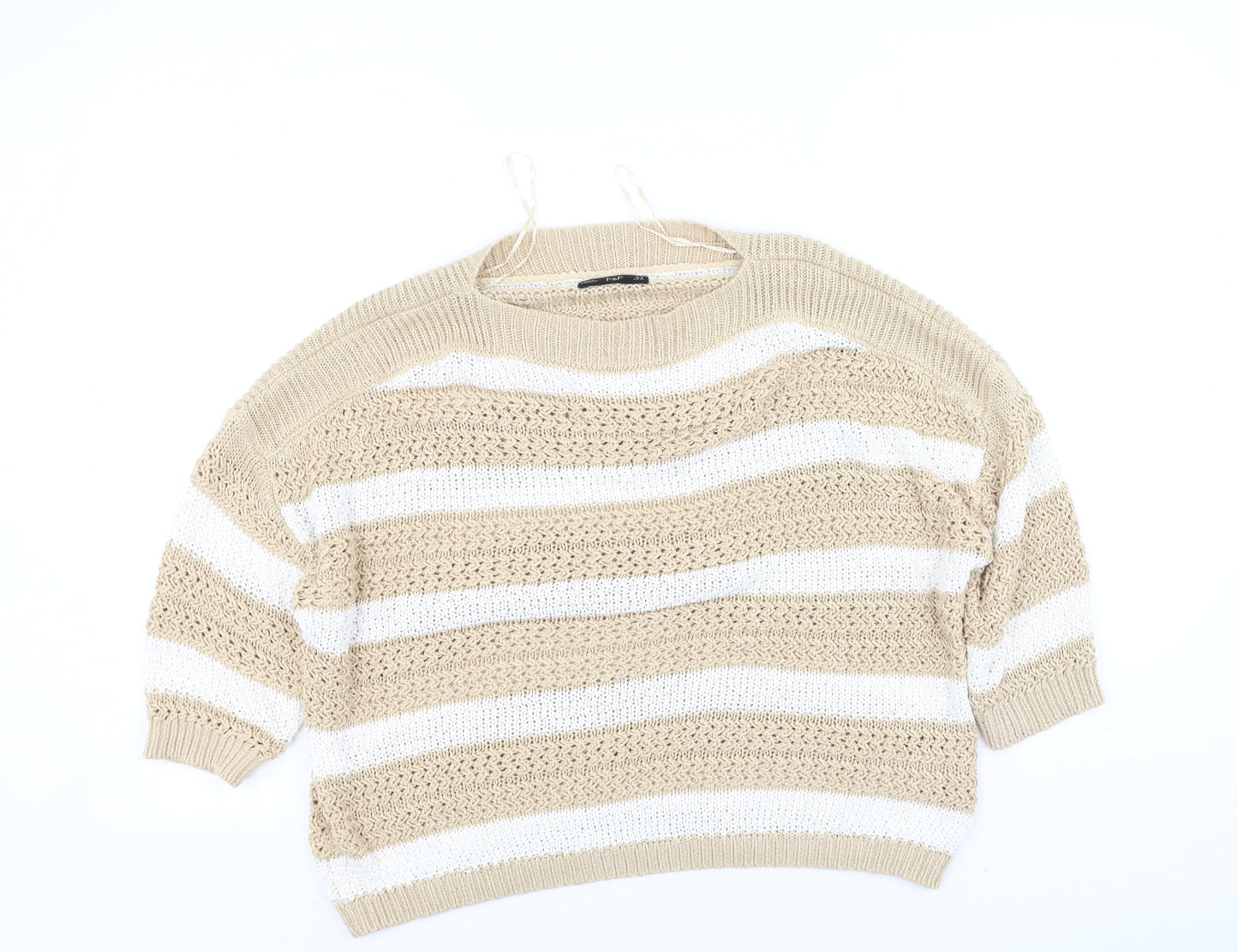 F&F Womens Multicoloured Round Neck Striped Acrylic Pullover Jumper Size 12