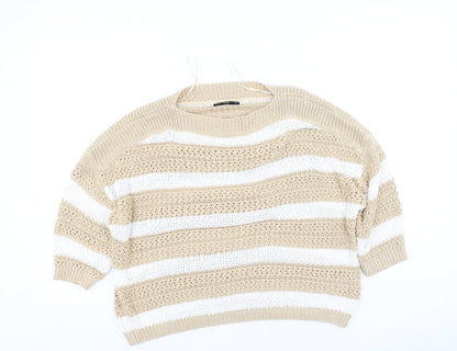 F&F Womens Multicoloured Round Neck Striped Acrylic Pullover Jumper Size 12