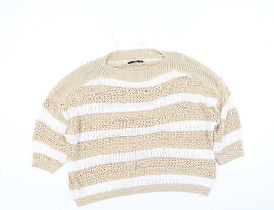 F&F Womens Multicoloured Round Neck Striped Acrylic Pullover Jumper Size 12