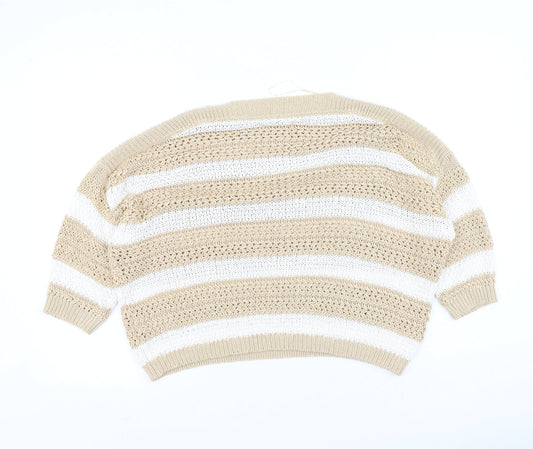 F&F Womens Multicoloured Round Neck Striped Acrylic Pullover Jumper Size 12